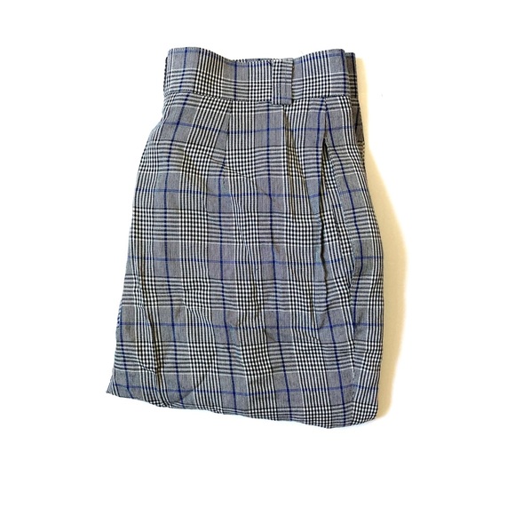 Vintage Pants - Vintage plaid high waisted trousers blue size 8